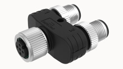 M12 B-KOD 5 PİN Y DAĞITIM KONNEKTÖRÜ M12 5 PİN GİRİŞ BAĞLANTI UCU DİŞİ, M12 5 PİN ÇIKIŞ 1 BAĞLANTI UCU ERKEK, M12 5 PİN ÇIKIŞ 2 BAĞLANTI UCU ERKEK DEGSON - DEGSON