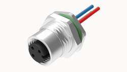 M12 A KOD 10 PİN DİŞİ PANEL TİP PG9 ARKA MONTAJ 50 CM KABLOLU KONNEKTÖR DEGSON - DEGSON